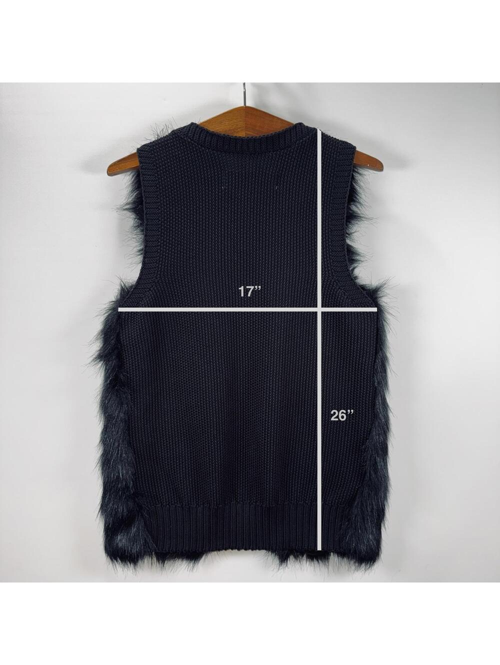 Sebby Collection Black Faux Fur Vest - M - Picture 6 of 6